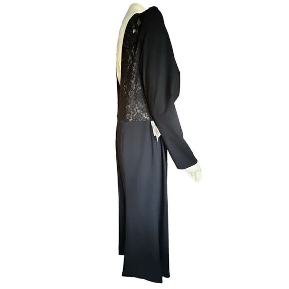 Fame and Partners Women's Asymmetrical Lace V-Back Maxi Dress Black Size 20 NWT - Picture 6 of 16